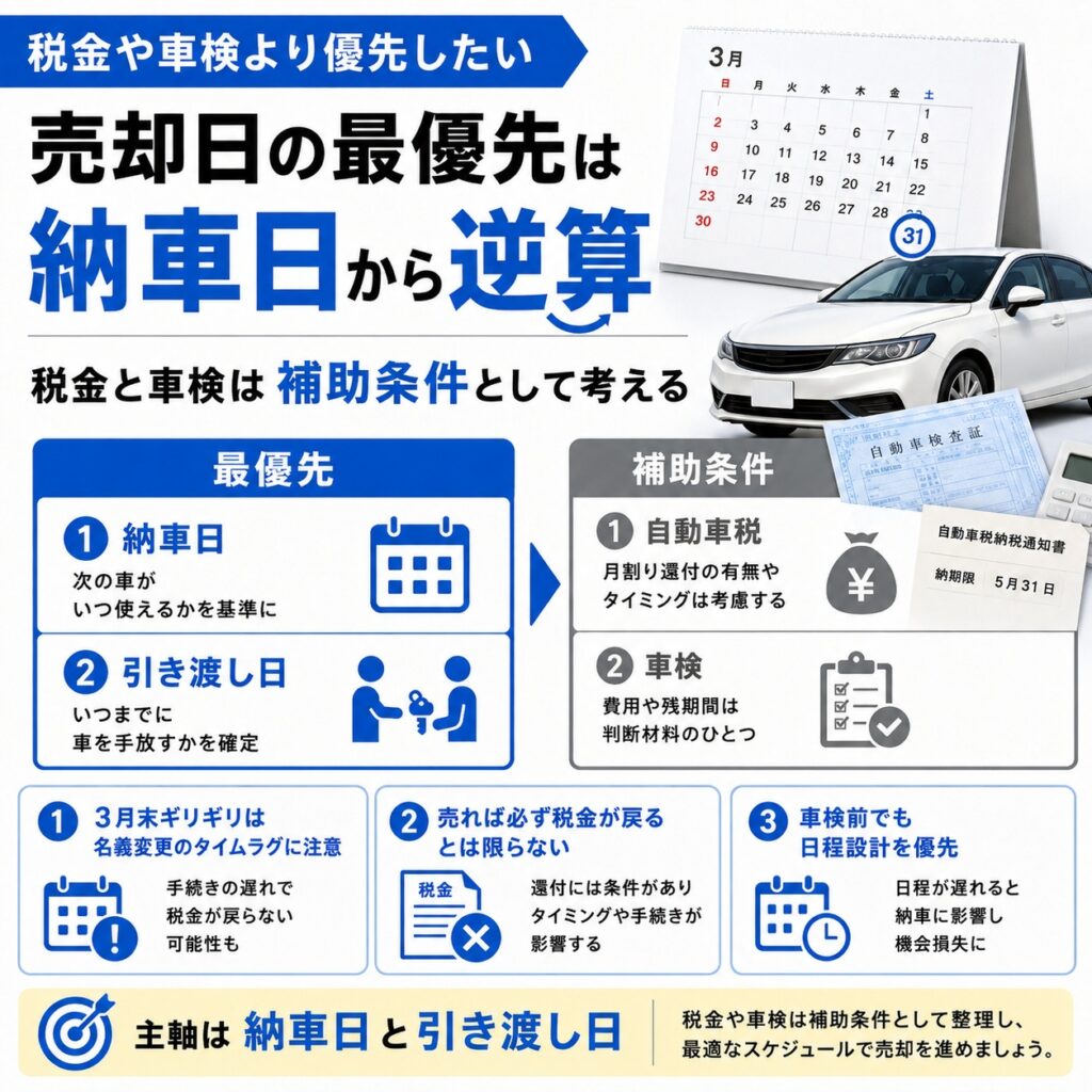 税金や車検より優先したい売却日の決め方