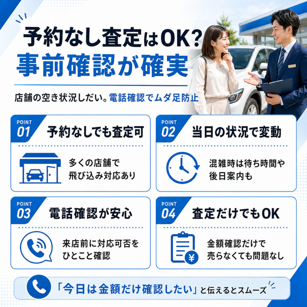 車査定は予約なしでも受けられるが事前確認が確実