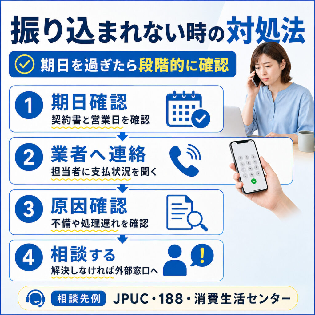 入金予定日を過ぎても振り込まれない時の対処法