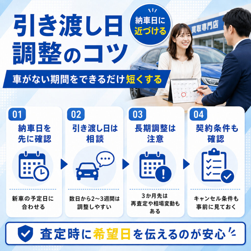 買い替えなら引き渡し日を納車日に近づける