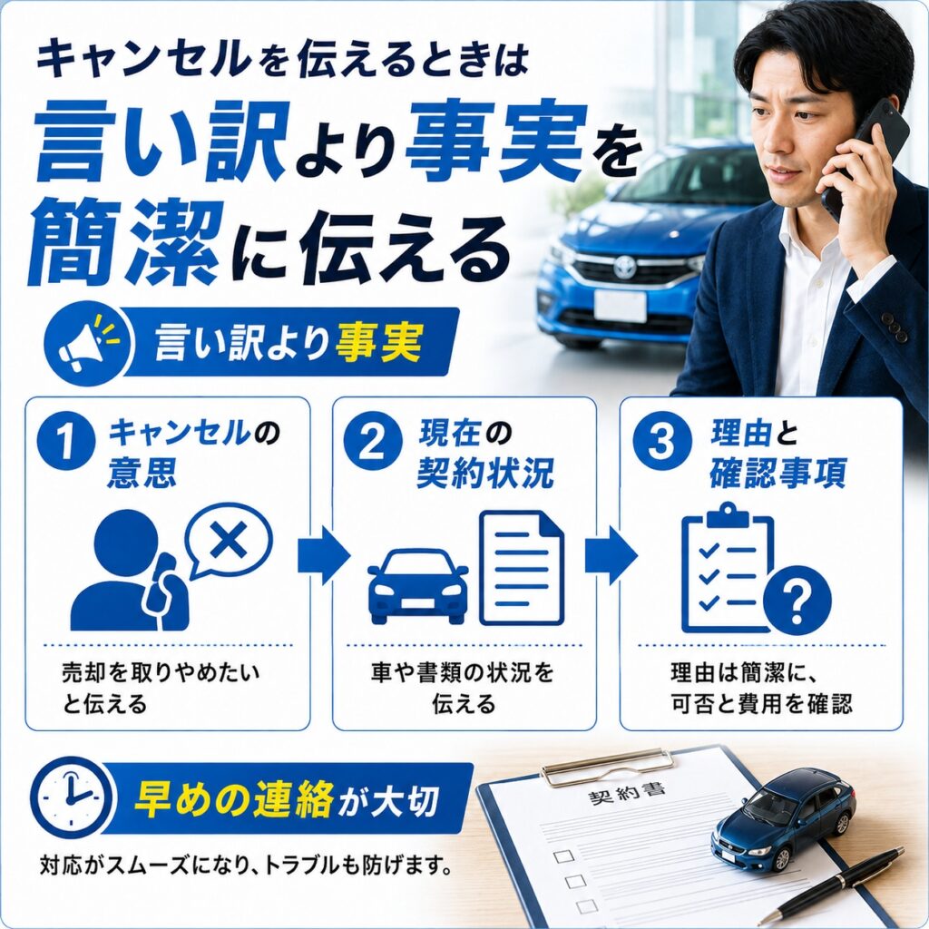 キャンセルを伝えるときは言い訳より事実を簡潔に伝える