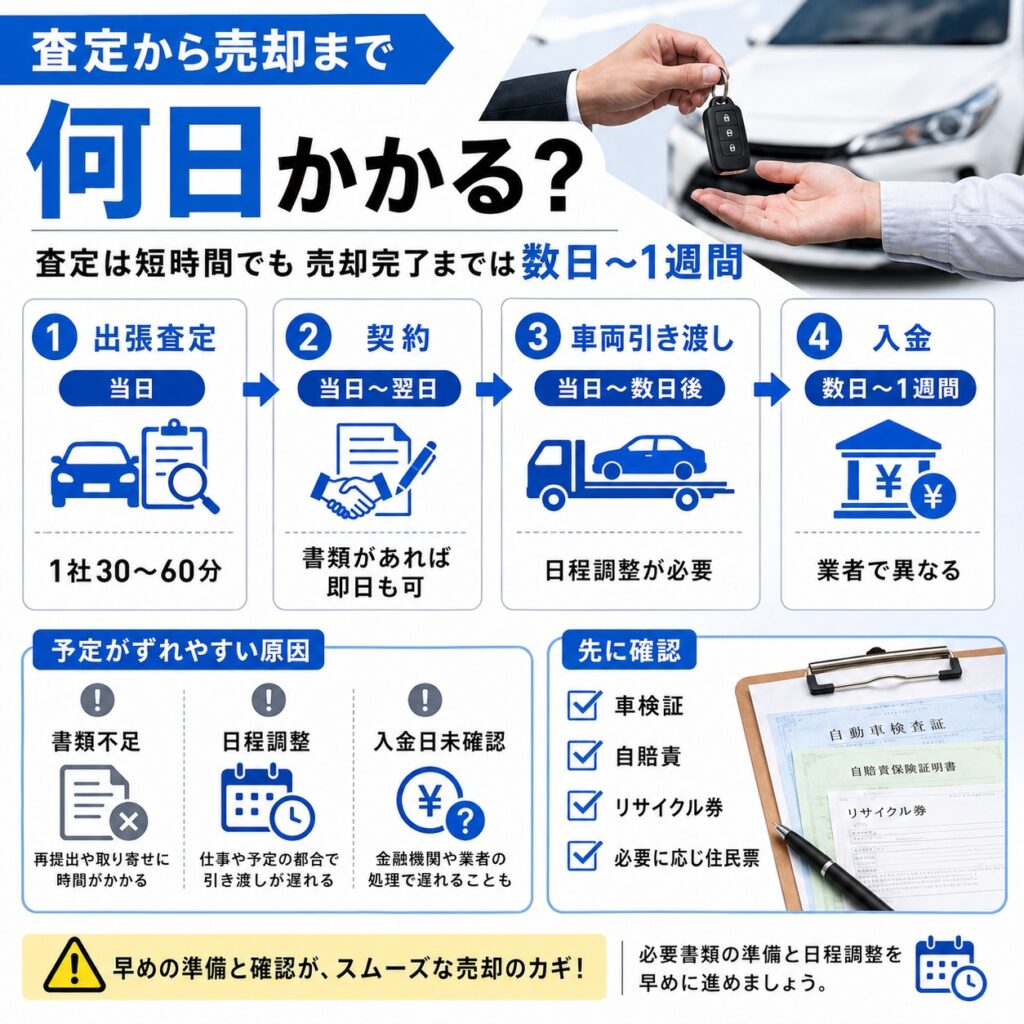 査定から売却までにかかる期間と流れ