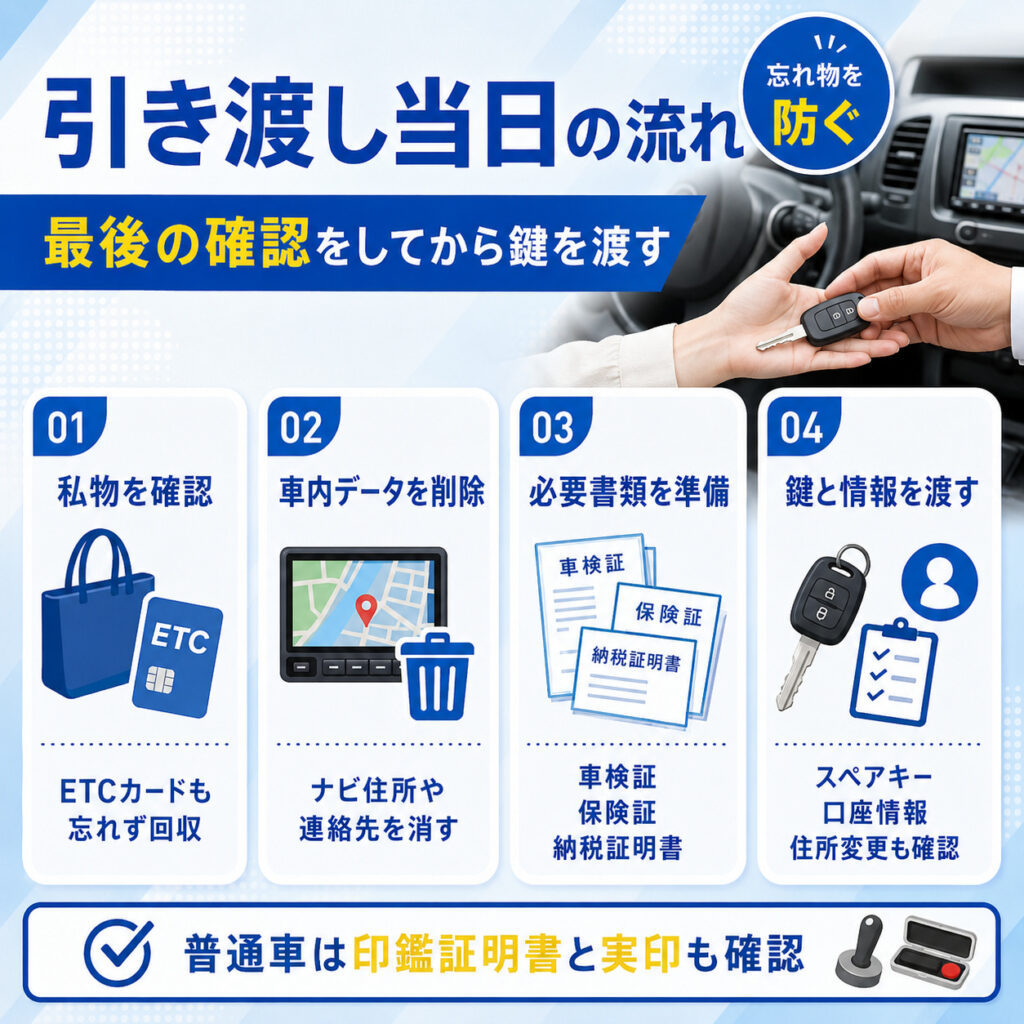 車を引き渡す当日の流れを把握しておく
