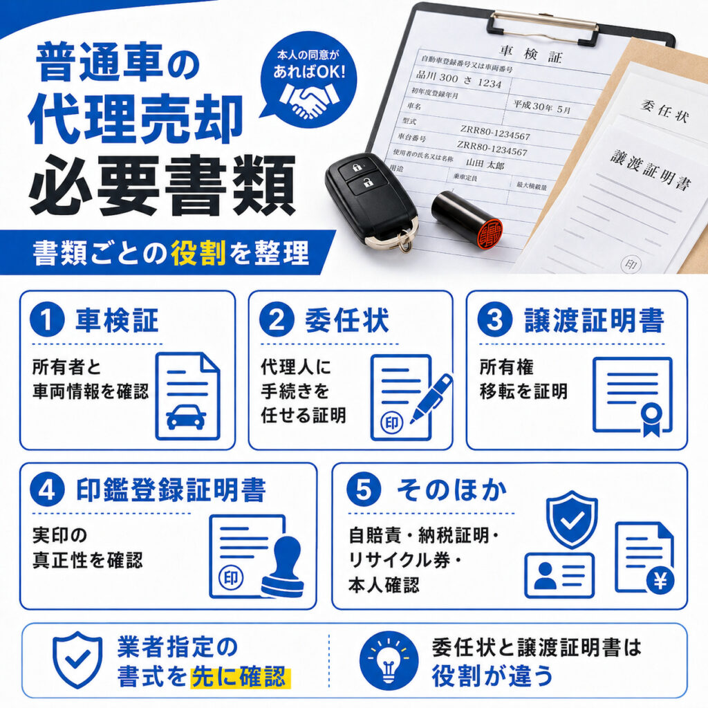 普通車を代理売却するときに必要な書類を整理