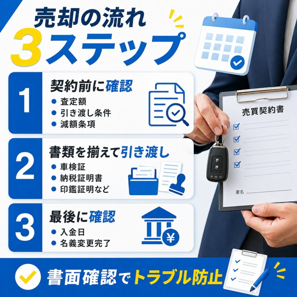 車査定から売却までの流れを時系列で確認