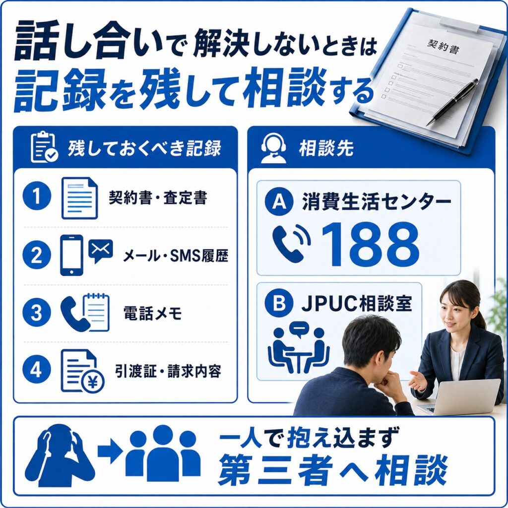 話し合いで解決しないときは記録を残して相談する