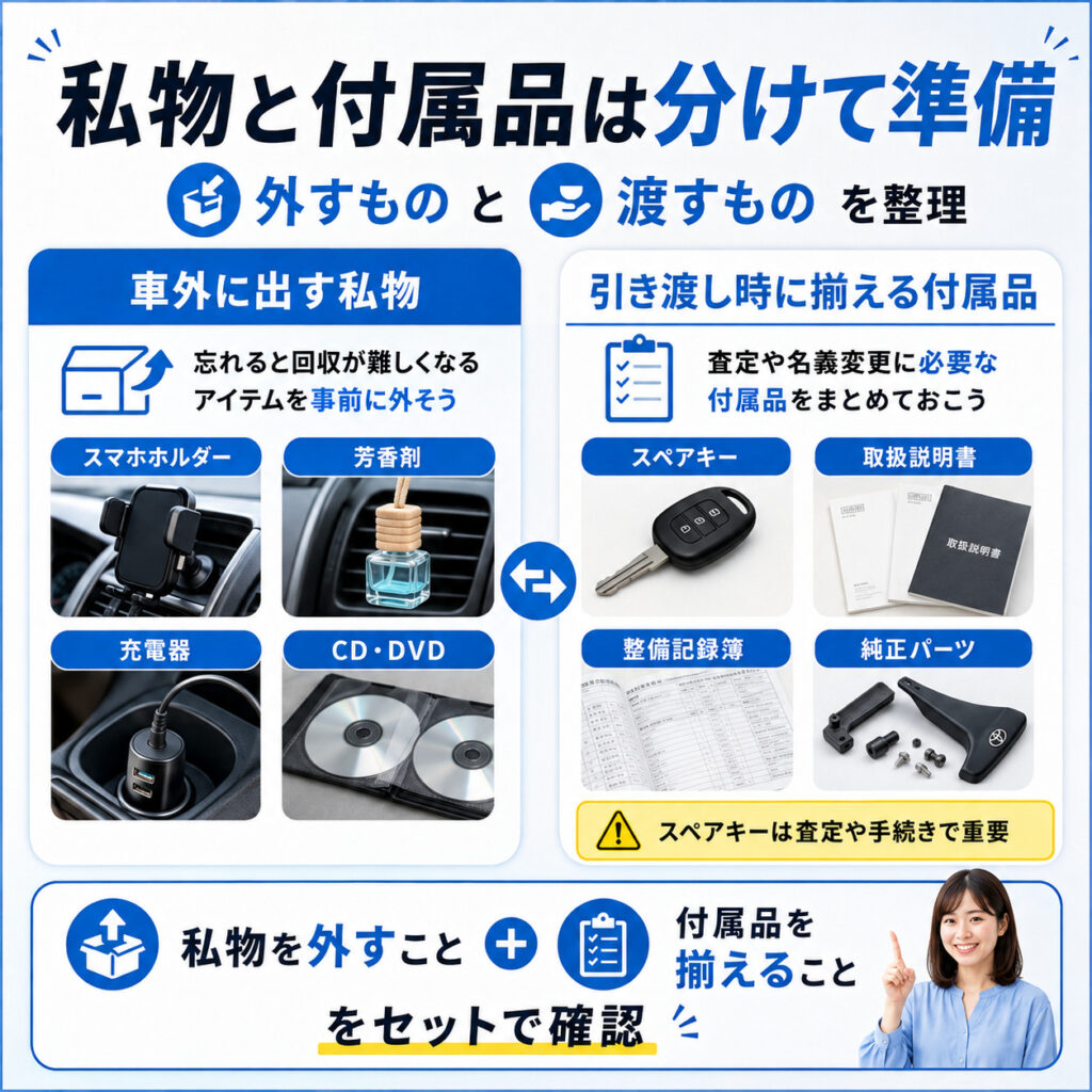 下取り前は私物と付属品を分けて整理しておく