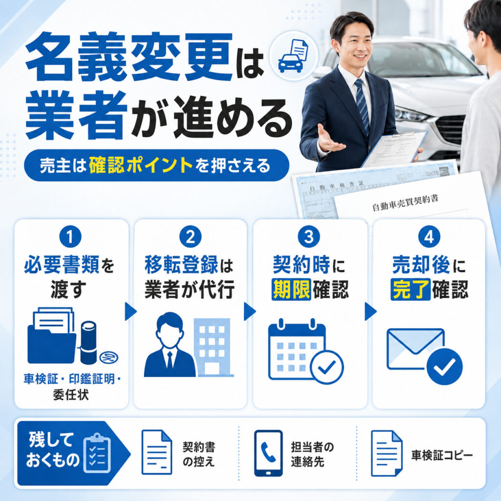 車買取後の名義変更は買取業者が進めるのが基本