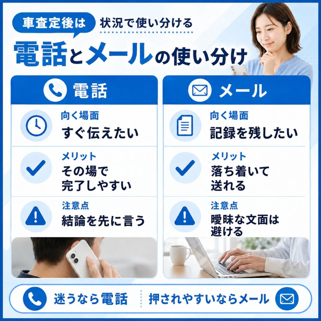 車査定後は電話とメールを状況で使い分ける