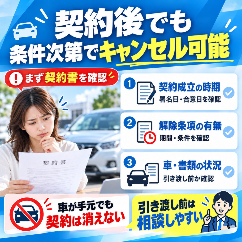 車買取は契約後でも条件次第でキャンセルできる