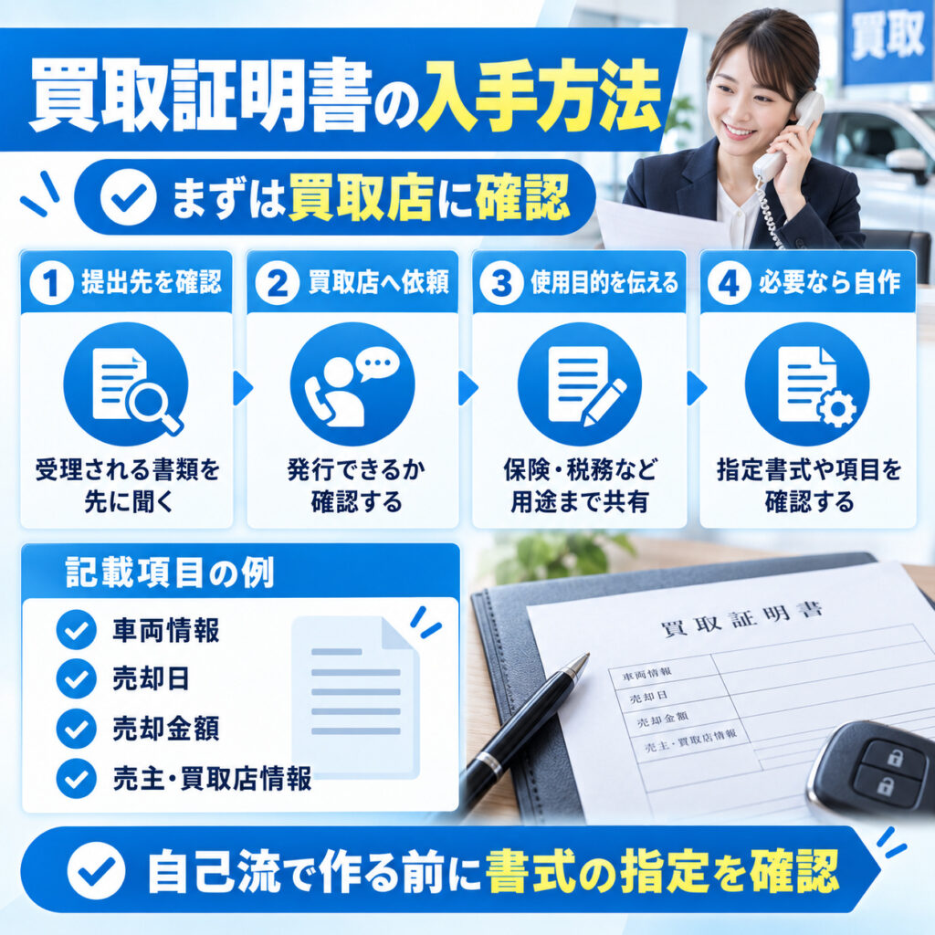 車の買取証明書はまず買取店へ発行可否を確認する