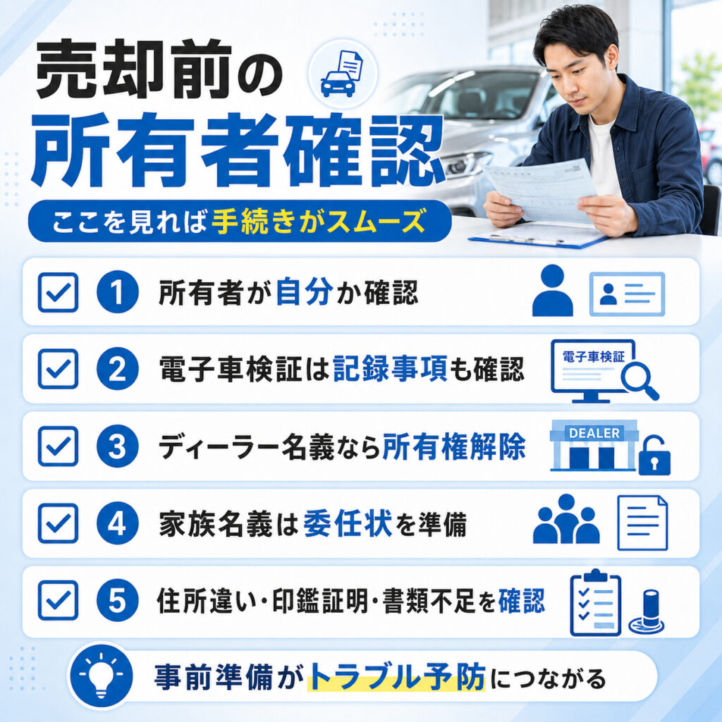 売却前に車検証の所有者が誰かを確認しておく