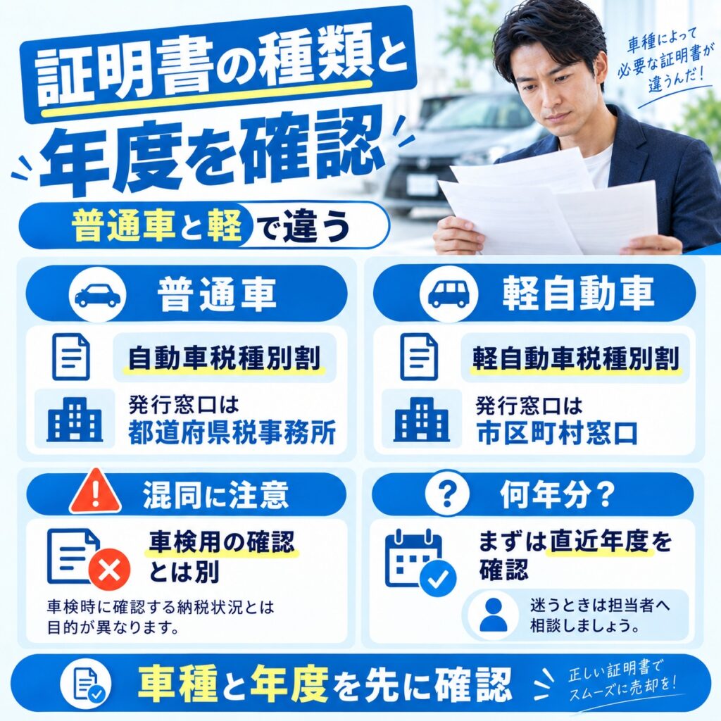 売却で用意する納税証明書の種類と年度を確認