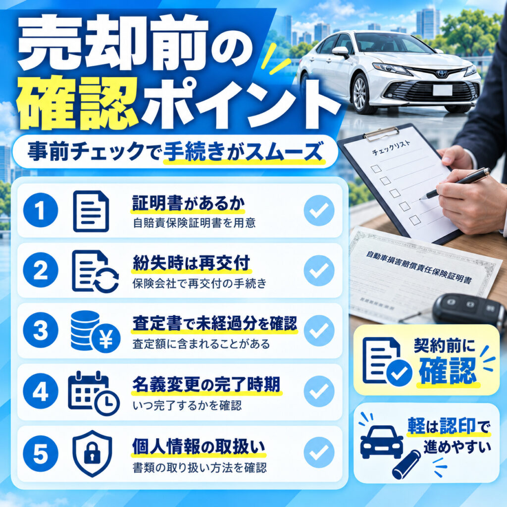 売却前に自賠責保険で確認したいポイント