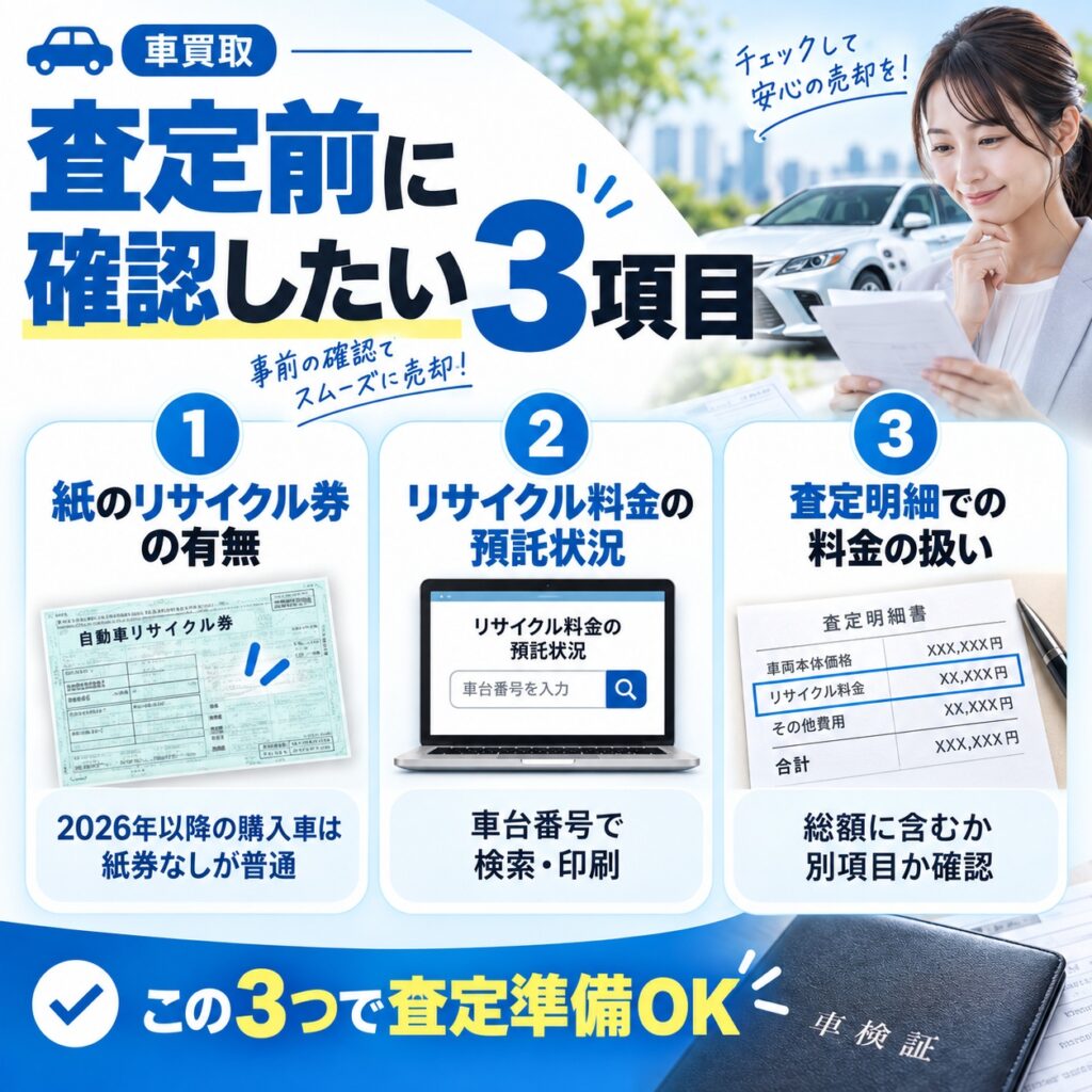 車買取前に確認したいリサイクル券の3項目