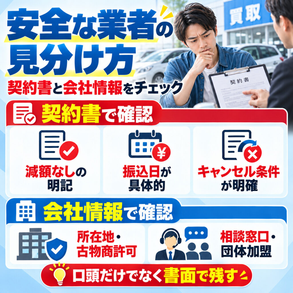 契約前に確認したい安全な買取業者の見分け方