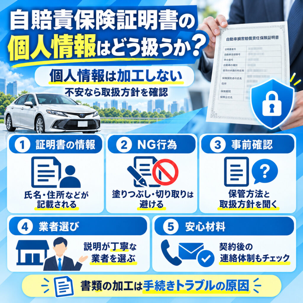 自賠責保険証明書の個人情報はどう扱うか