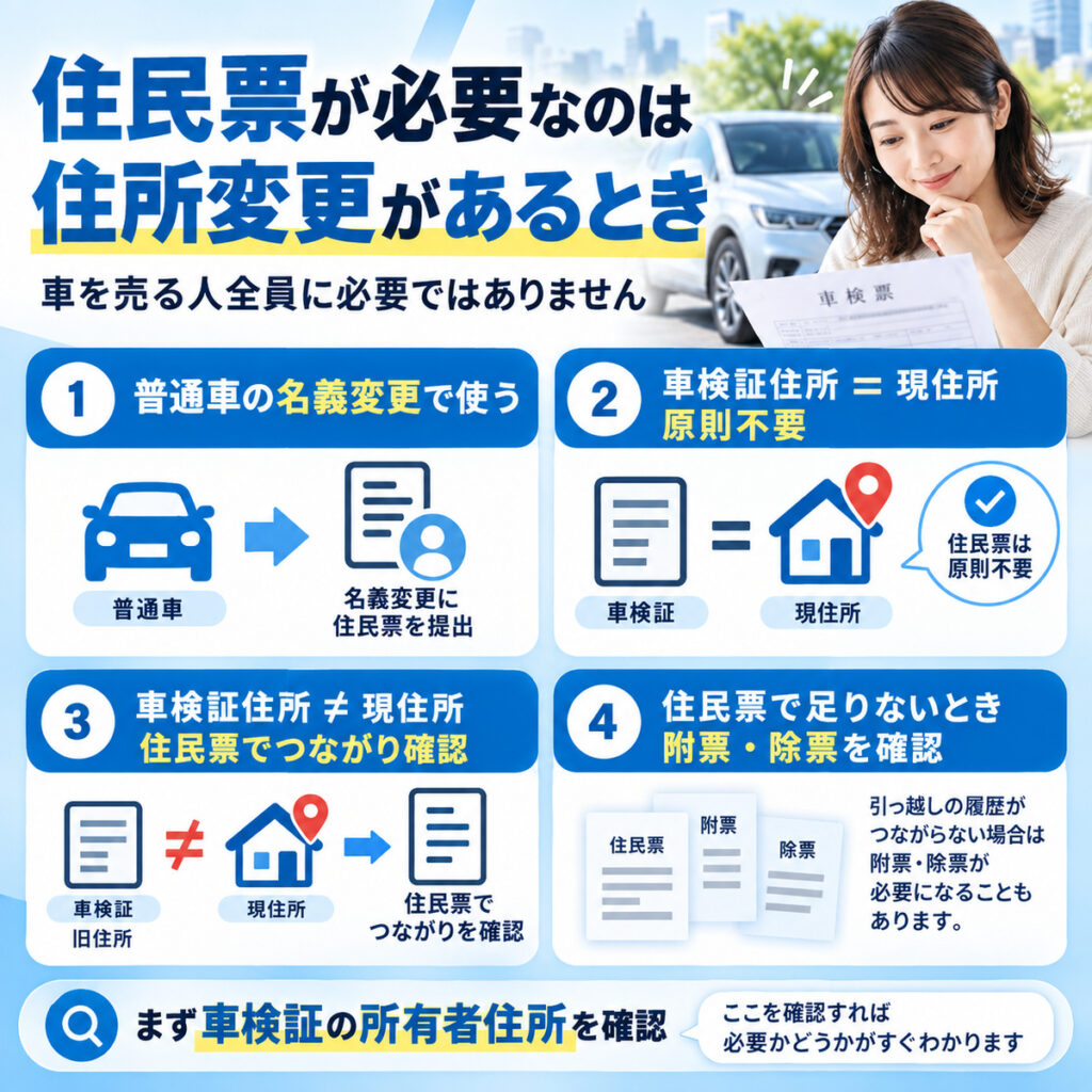 車買取で住民票が必要になるのは住所変更時