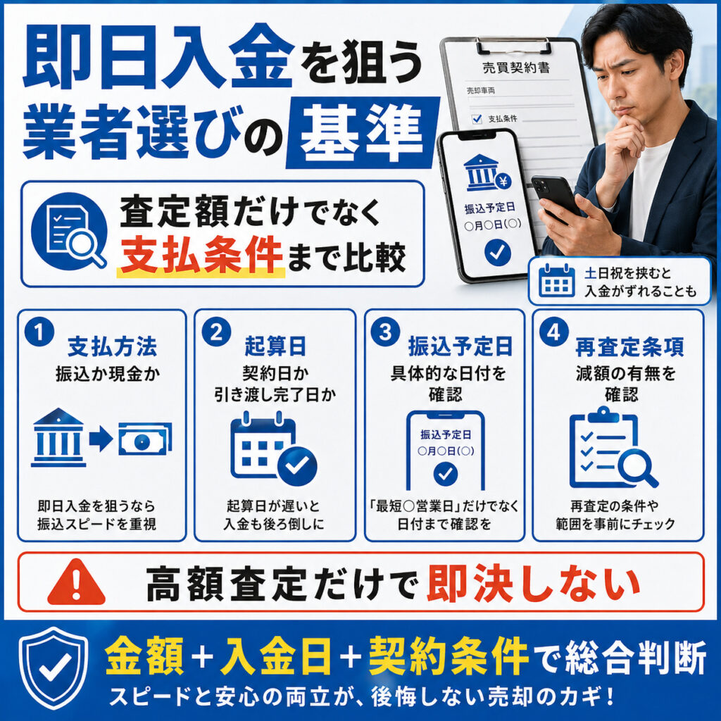 即日入金を狙うときの買取業者の選び方