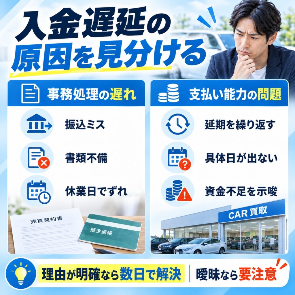 車買取で入金が遅れる主な原因を切り分ける