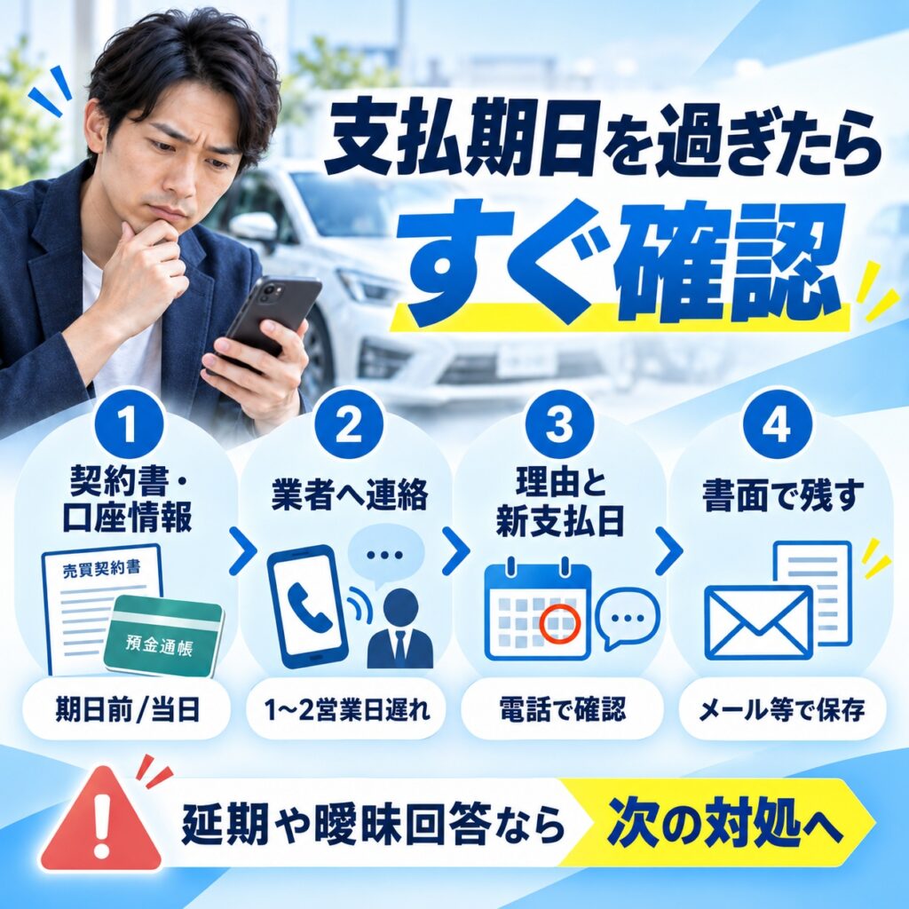 車買取で入金されないときは支払期日を過ぎたらすぐ確認する