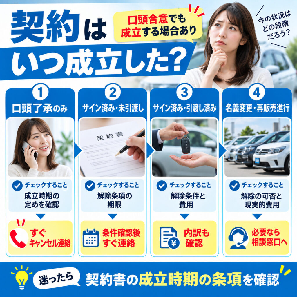 車買取の契約が成立した時点を確認する