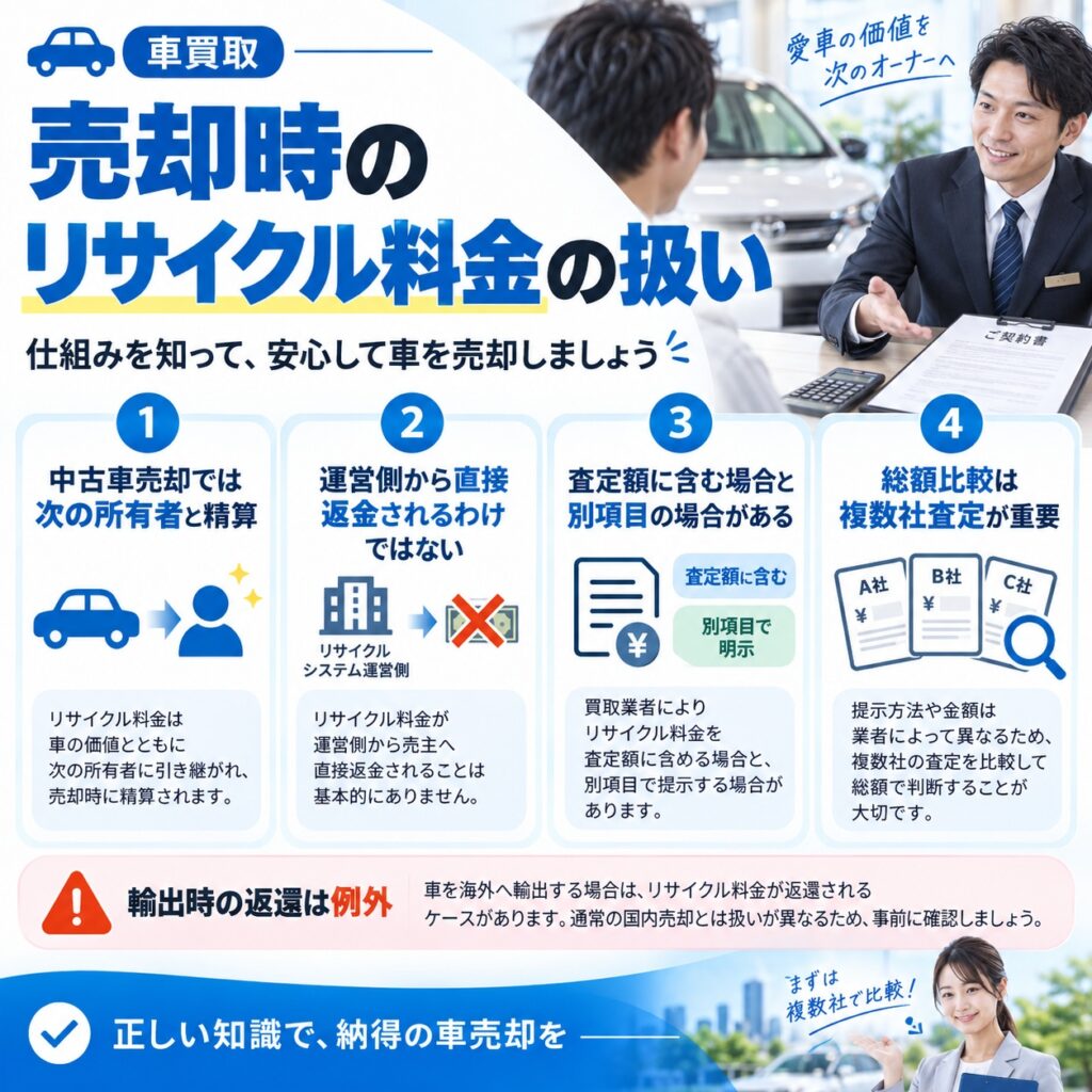 車売却時のリサイクル料金はどう精算される
