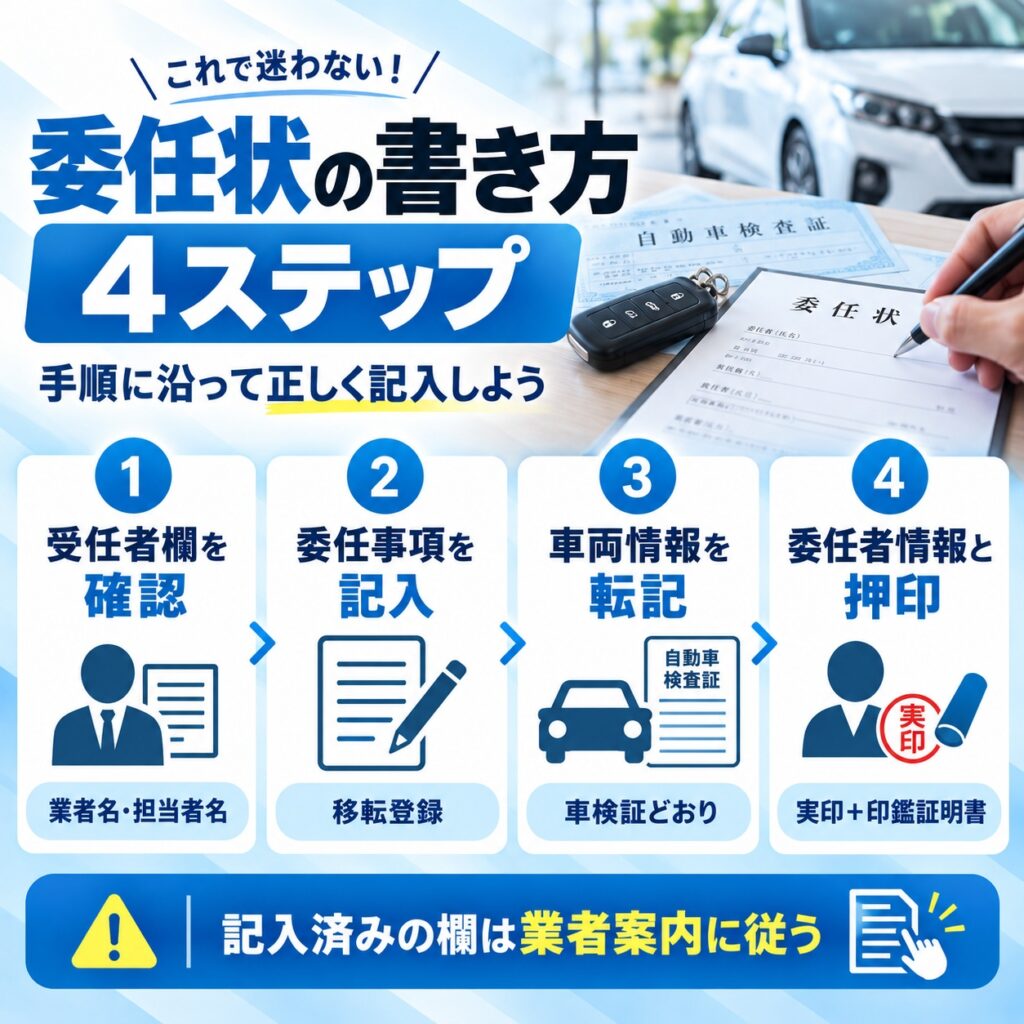 車売却で使う委任状の書き方を順番に確認
