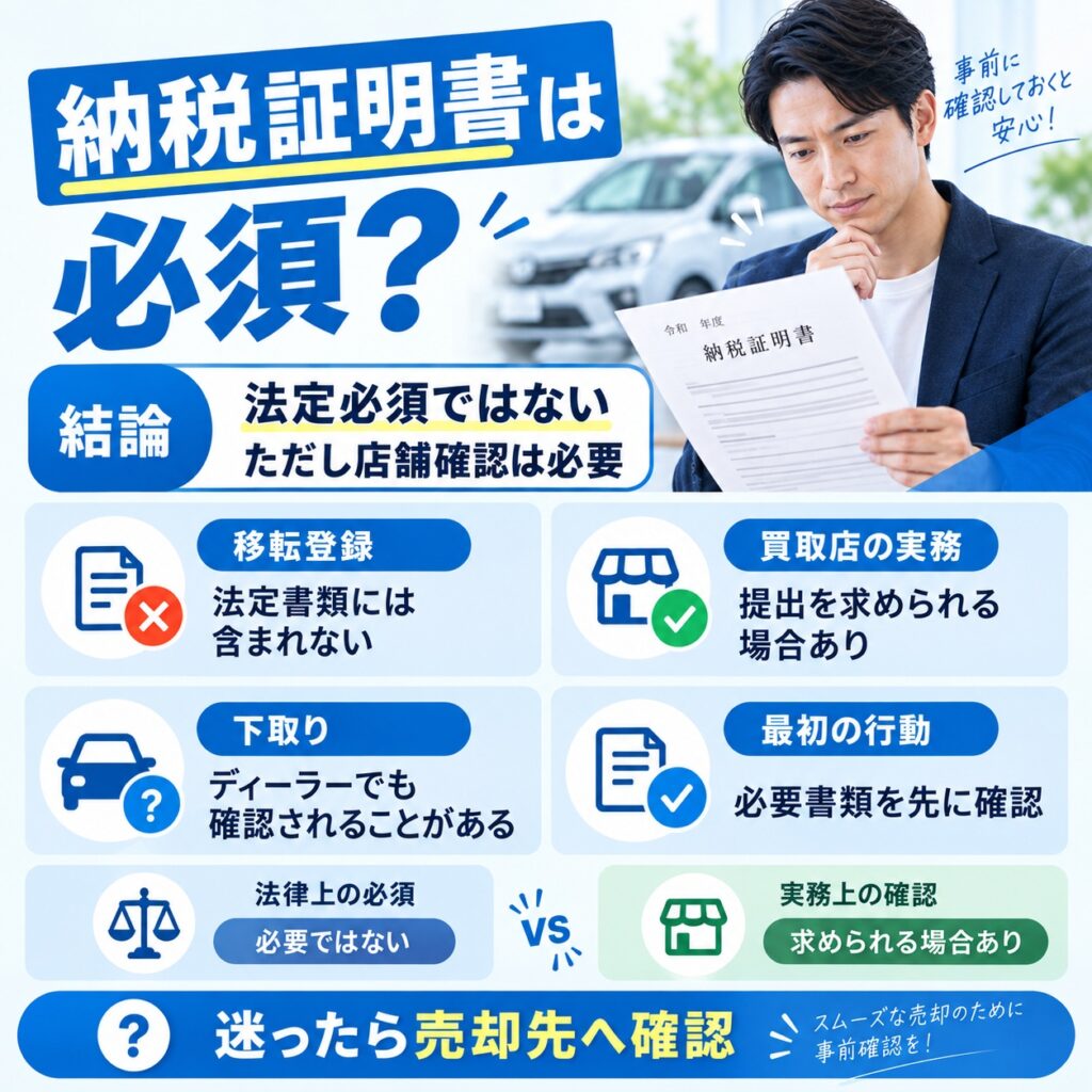 車買取で納税証明書は必須なのか先に結論を整理