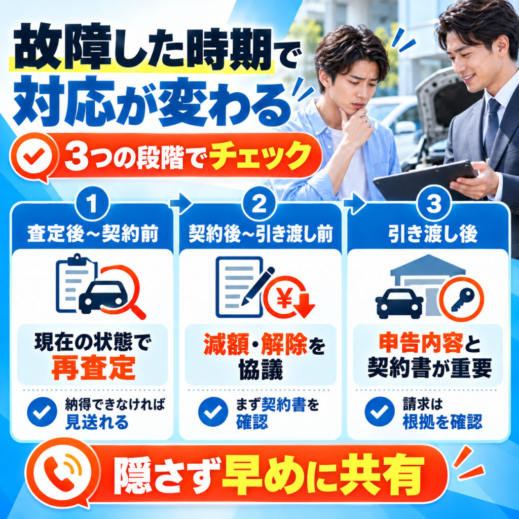故障した時期で査定額と契約への影響は変わる