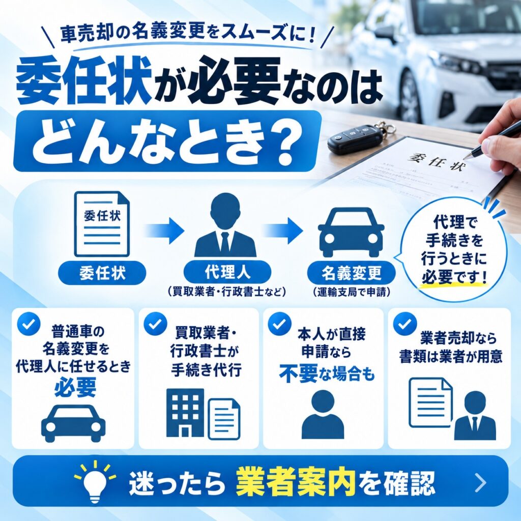 車売却の委任状は代理で名義変更するときに必要