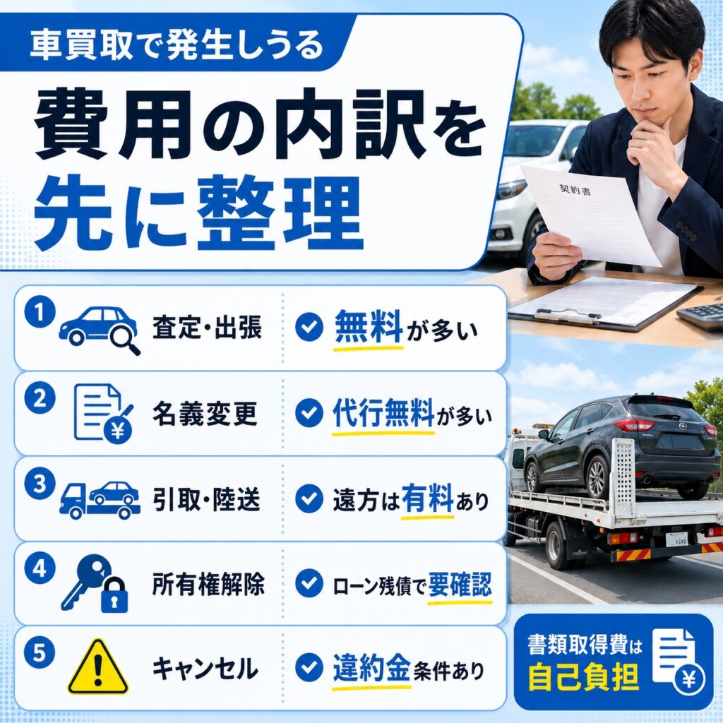 車買取で発生しうる手数料と費用の内訳