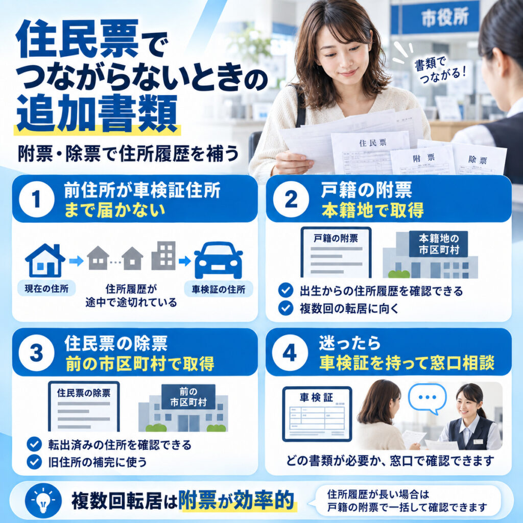 住所履歴が足りないと附票や除票が必要