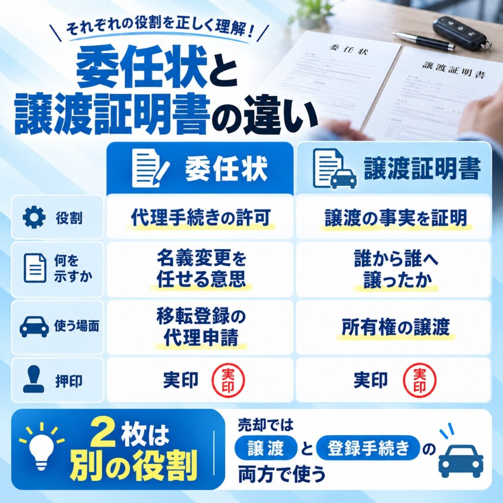 委任状と譲渡証明書は役割がまったく異なる