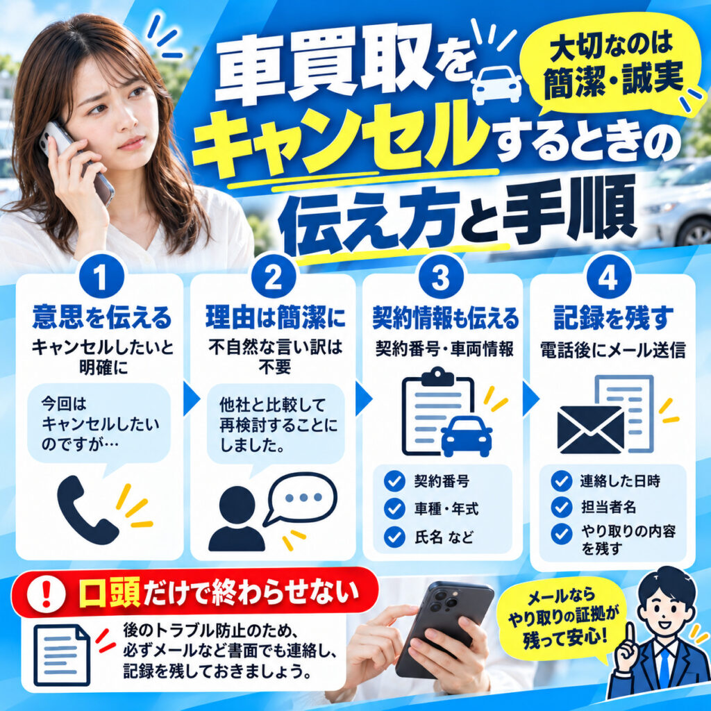 車買取をキャンセルするときの伝え方と手順