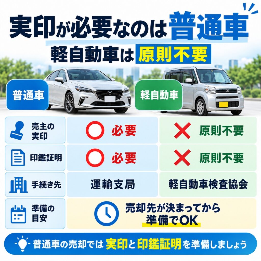 車売却で実印が必要なのは普通車が基本