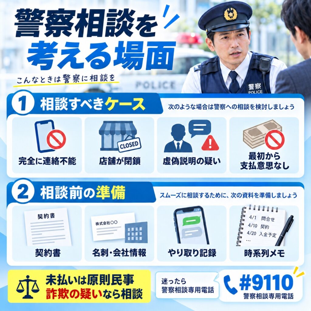 警察へ相談すべきケースと相談前に準備するもの