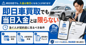 即日車買取でも当日入金とは限らない【急ぐ人が契約前に見るべき条件】