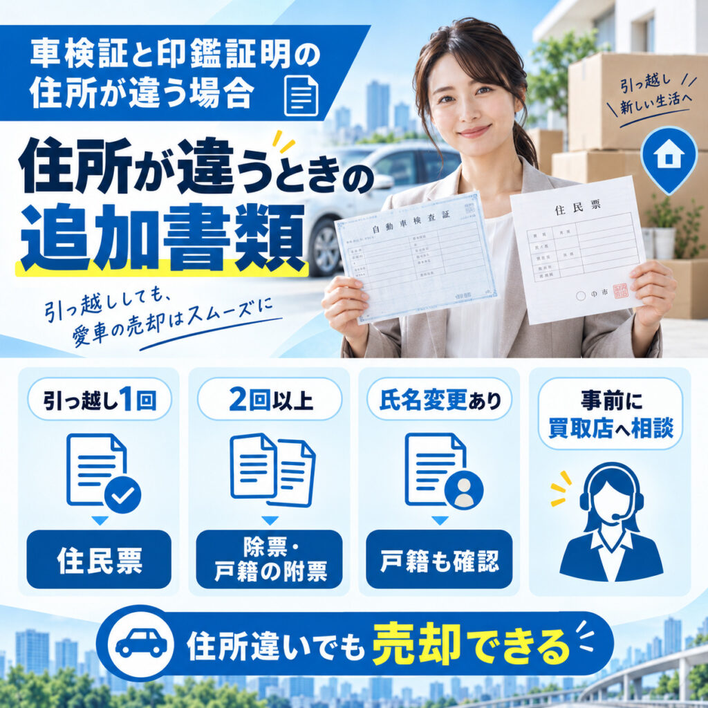 車検証と印鑑証明の住所が違う場合