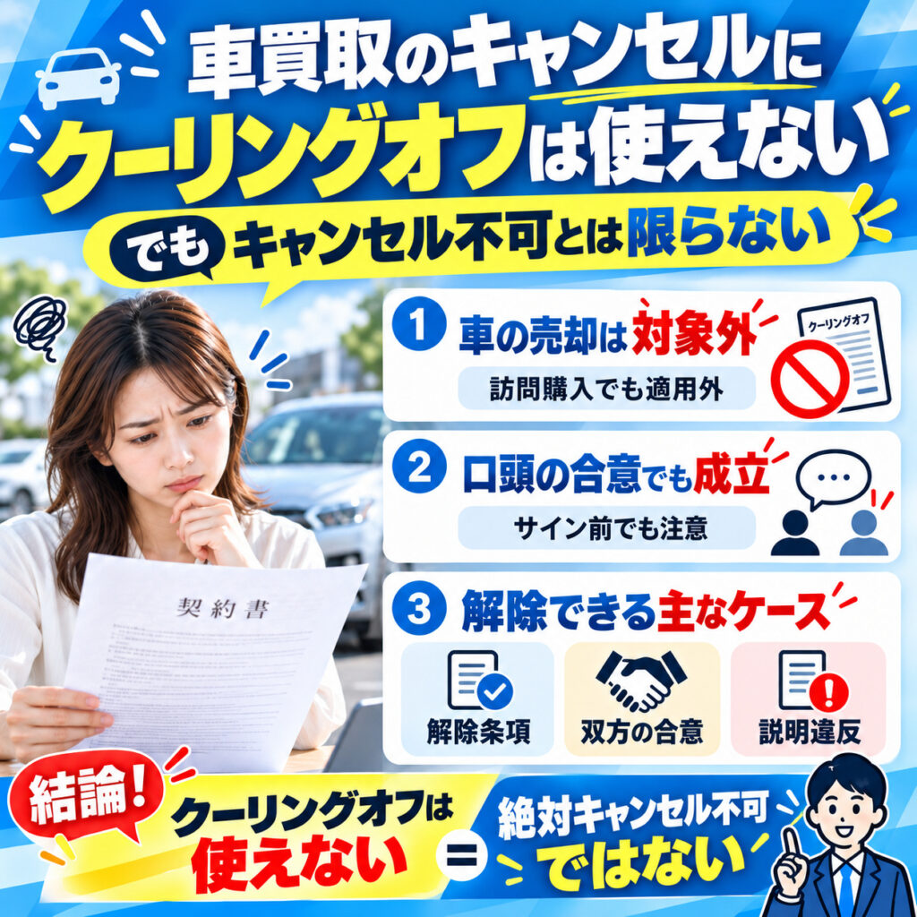 車買取のキャンセルにクーリングオフは使えない
