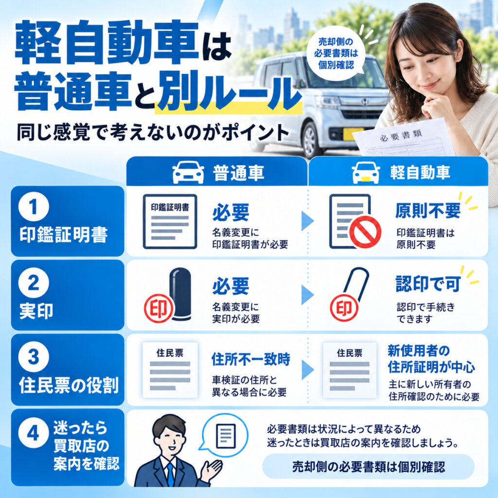 軽自動車売却は普通車と書類の考え方が違う