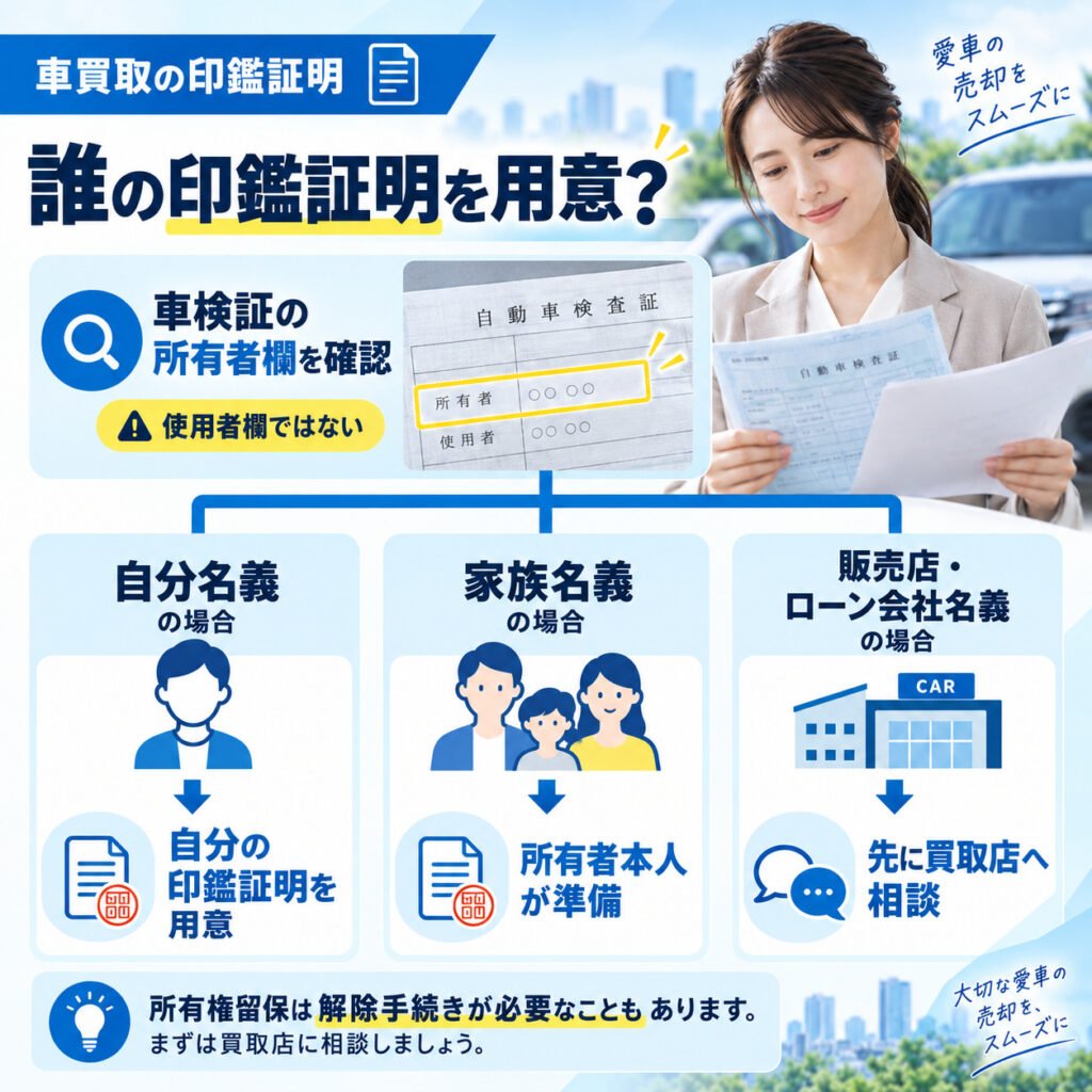印鑑証明は車検証の所有者本人が用意する