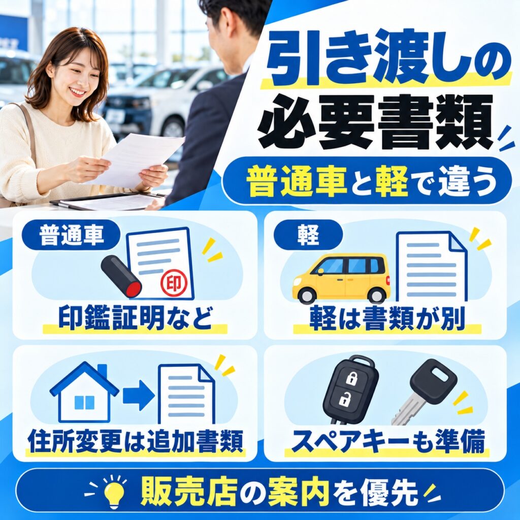 車の引き渡しに必要な書類