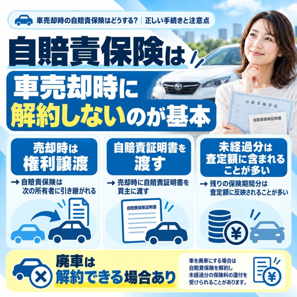 自賠責保険は車売却時に解約しないのが基本