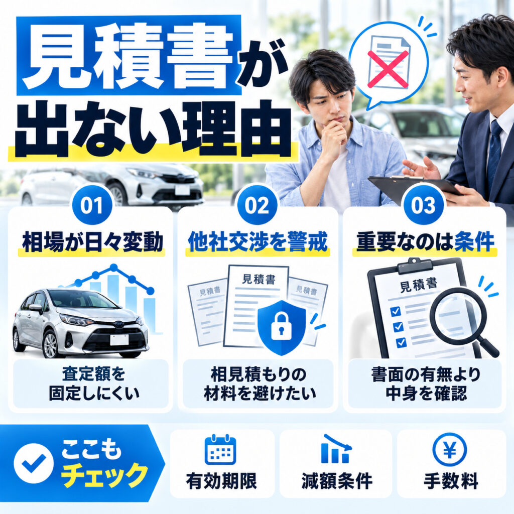 車買取で見積書をくれないときに考えられる理由