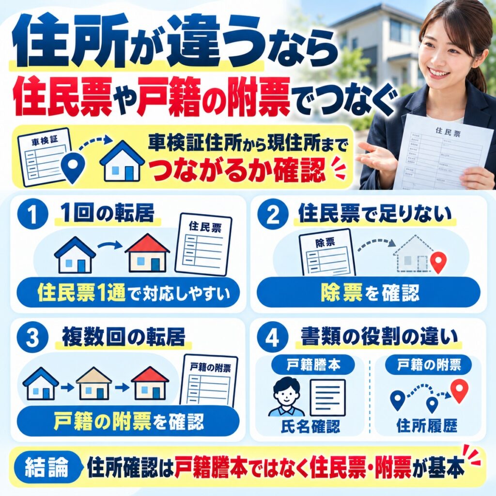 住所が違うなら住民票や戸籍の附票でつなぐ