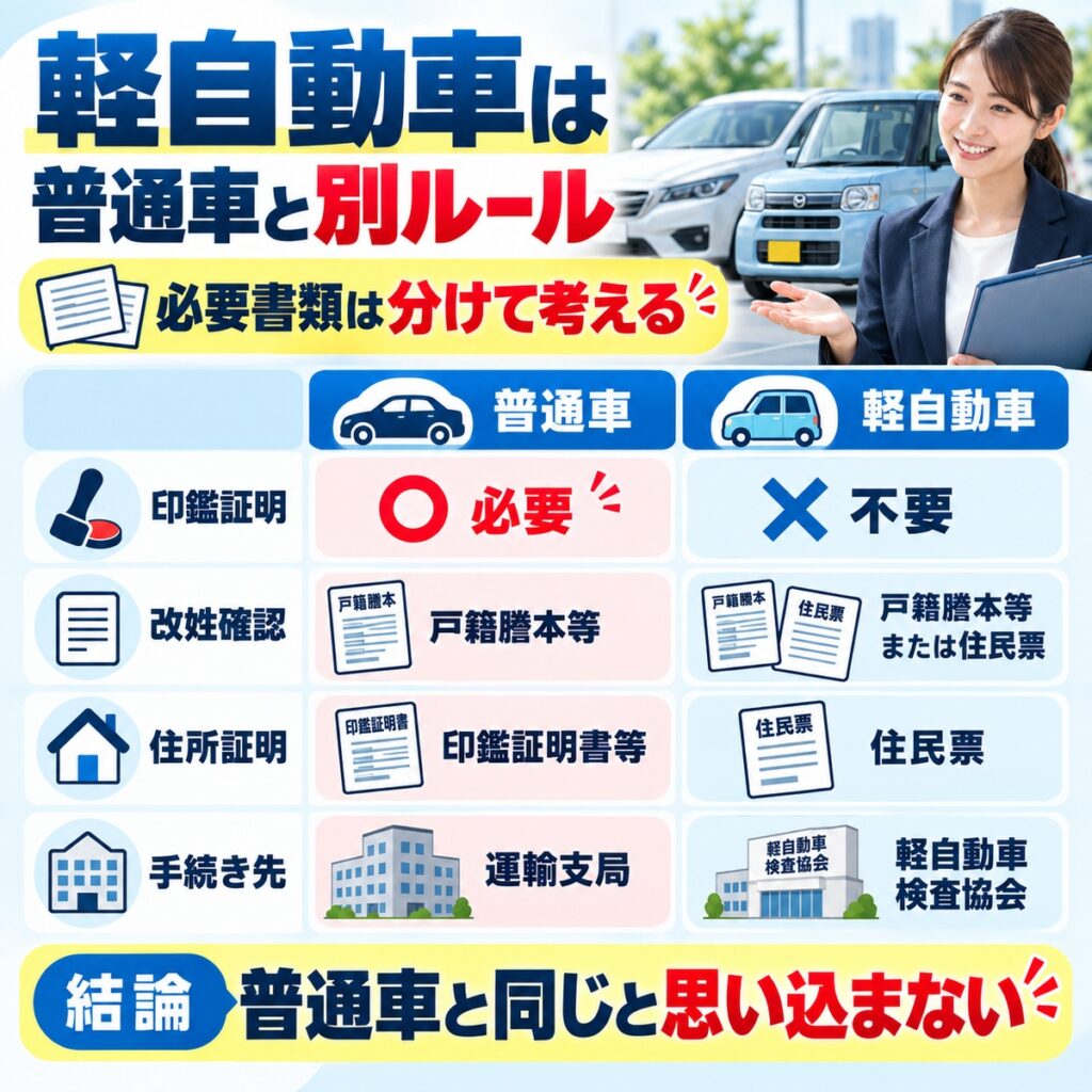 軽自動車は普通車と必要書類を分けて考える