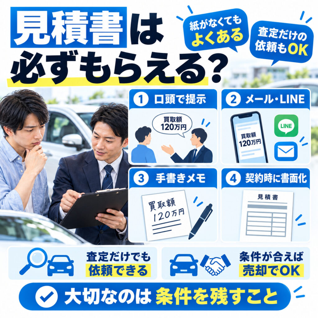 車買取の見積書は必ずもらえるとは限らない