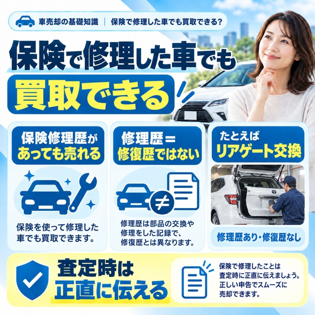 保険で修理した車でも買取できる