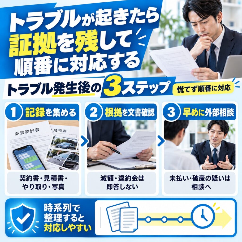 トラブルが起きたら証拠を残して順番に対応する